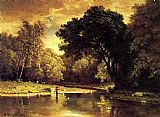 Fisherman in a Stream by George Inness